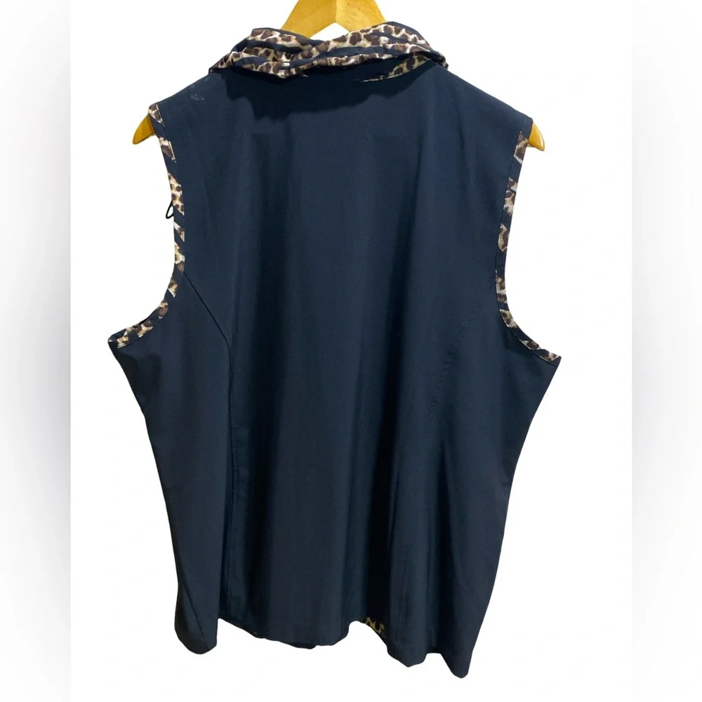 Weekend by Chico’s Size 3 (XL) Leopard Print Vest Black Stretch‎ Lightweight - Picture 2 of 11